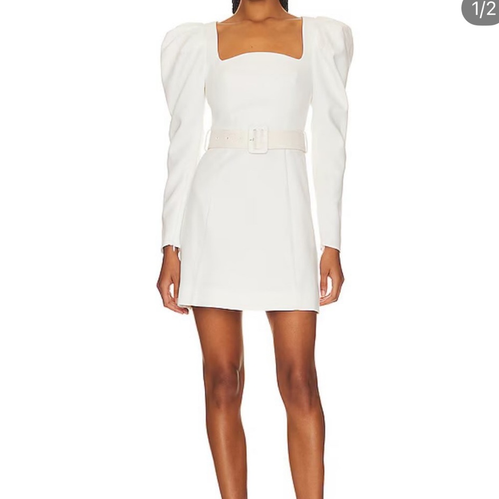 Elliatt White Long Sleeve Dress with Belt